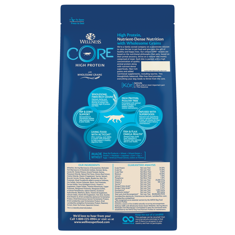 Wellness CORE Wholesome Grains Ocean Formula for Dogs Whitefish