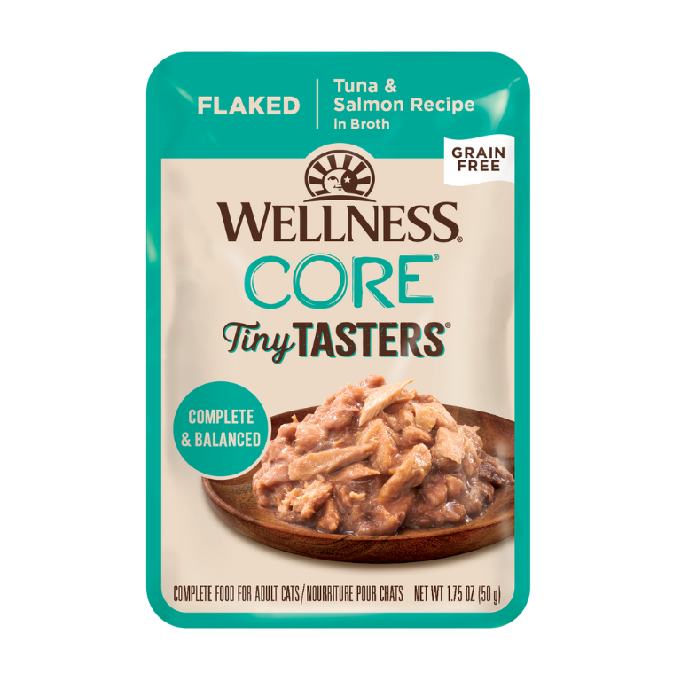 Wellness CORE Tiny Tasters for Cats: Flaked Tuna & Salmon Recipe in Broth